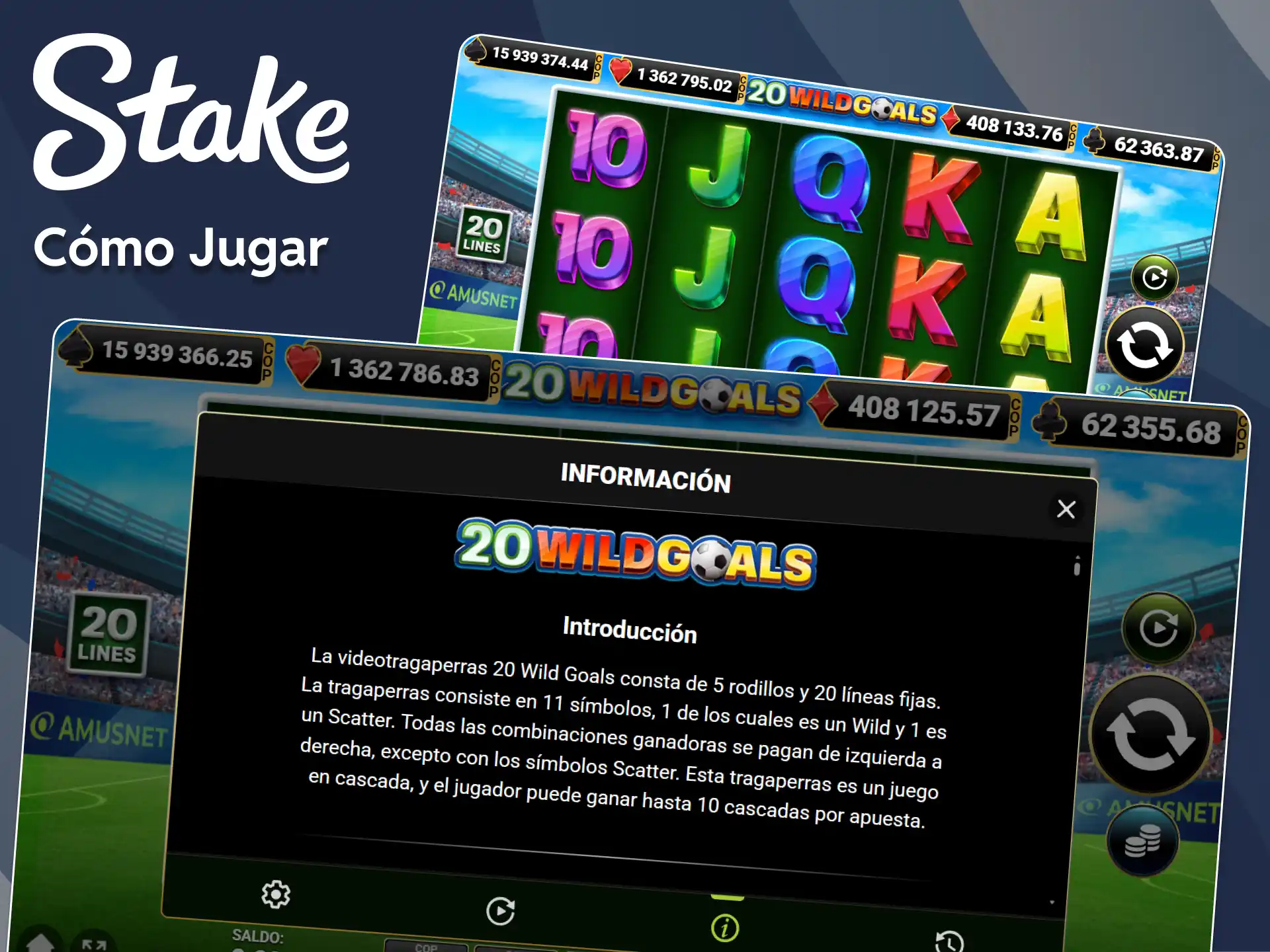 Aprende a jugar a 20 Wild Goals en el sitio web de Stake.