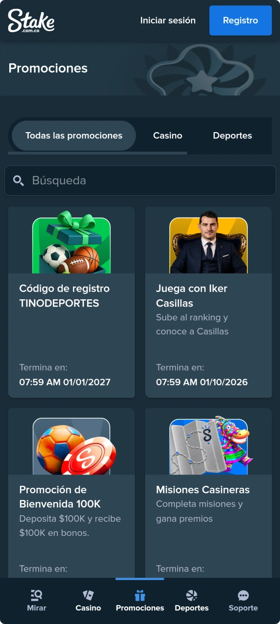 Disfruta de los bonos de Stake en la aplicación móvil.