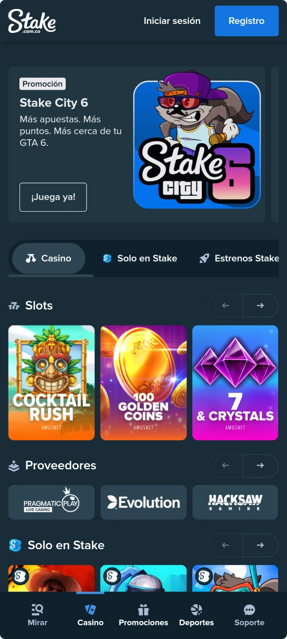 Juega a tus juegos de casino favoritos en la aplicación oficial de Stake.