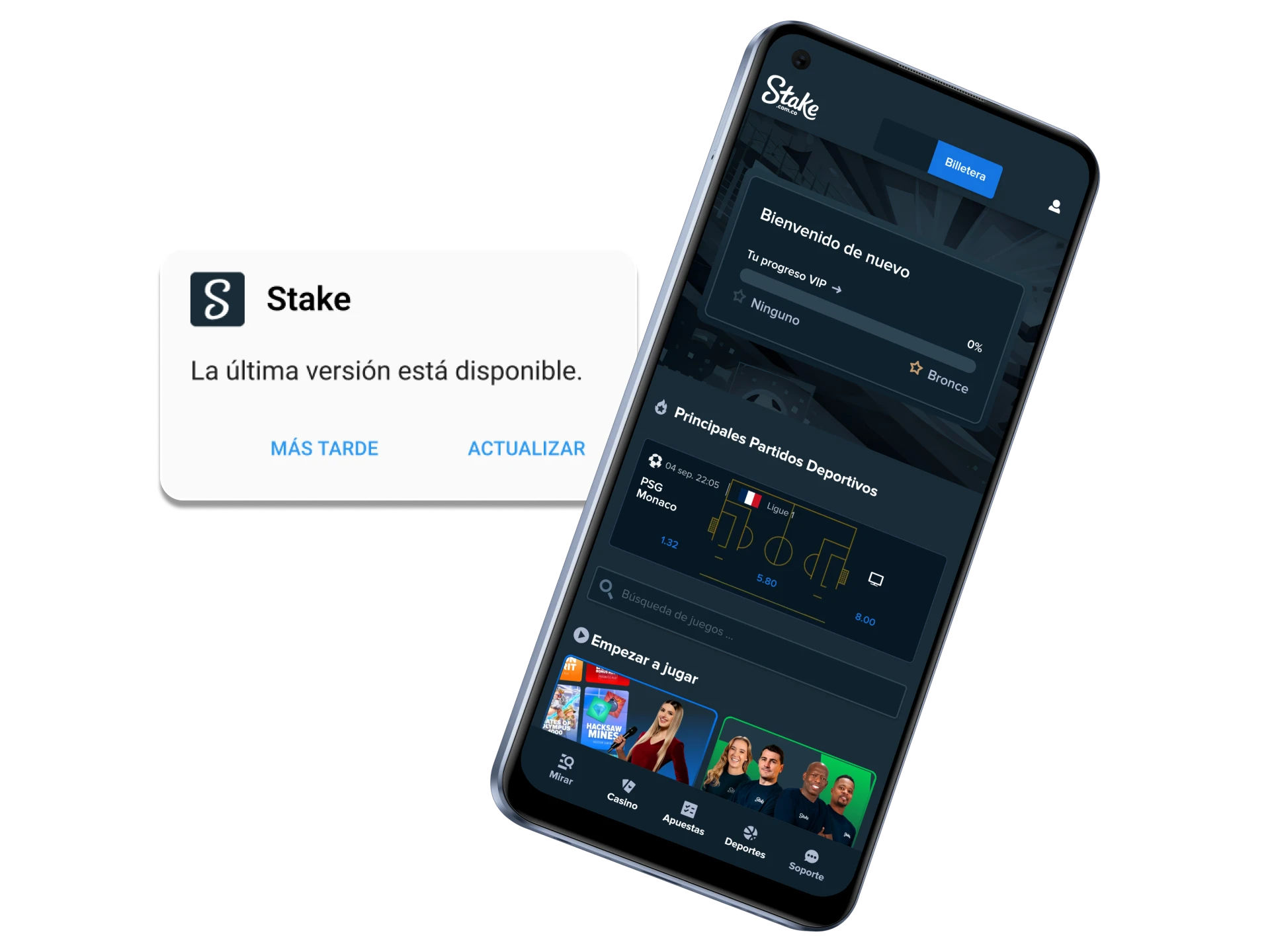 Consulta cómo actualizar la aplicación de Stake en Android.