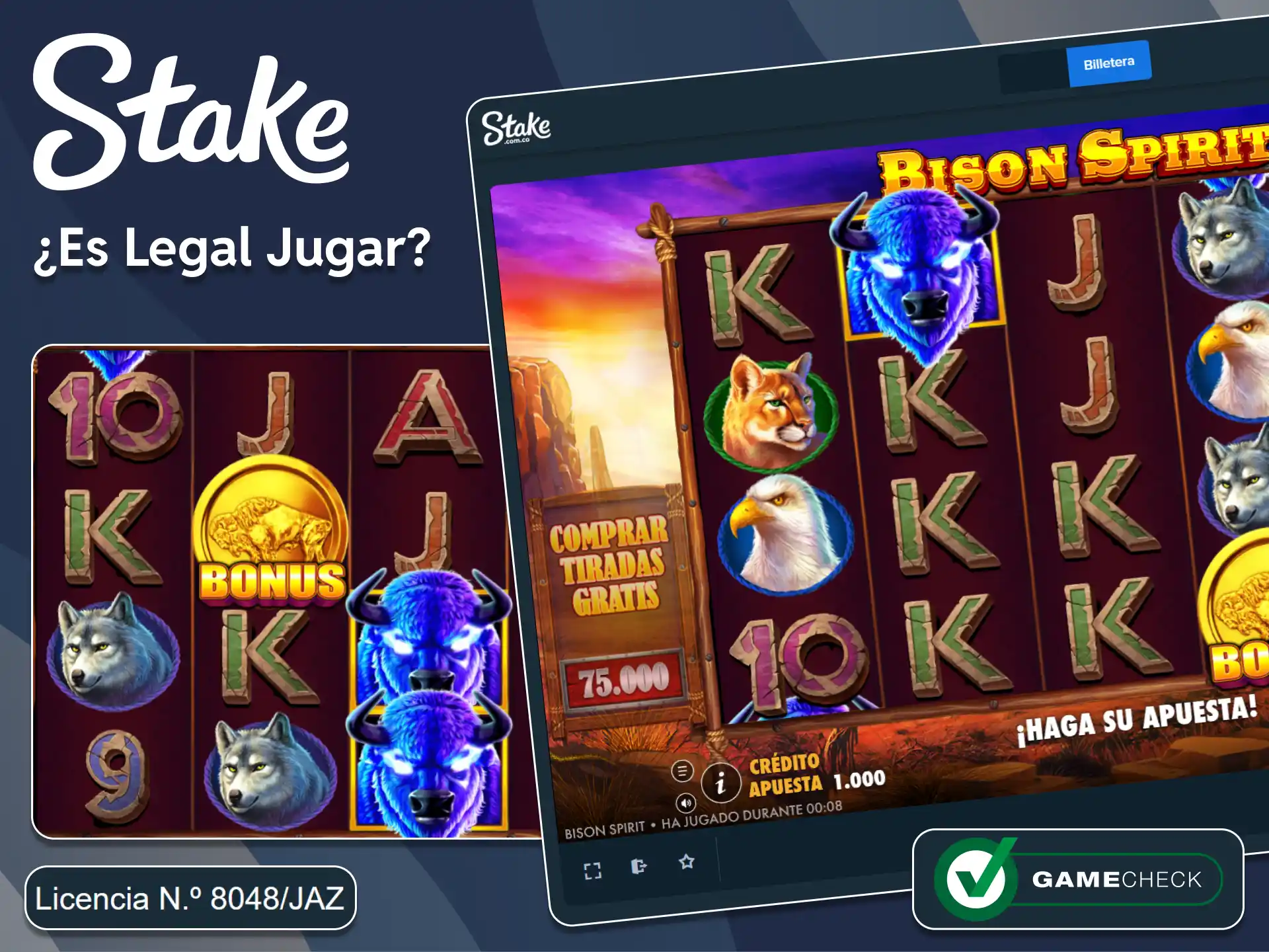 Stake es una plataforma legal para jugar a Bison Spirit.