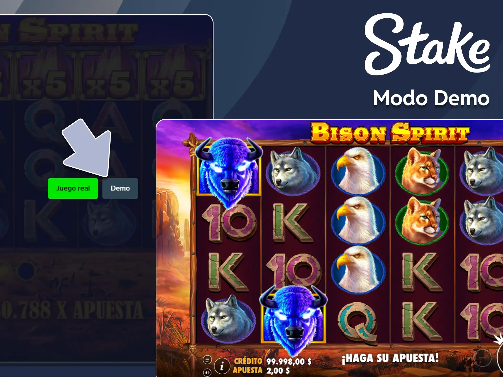 Prueba el modo demo de Bison Spirit en el casino Stake.