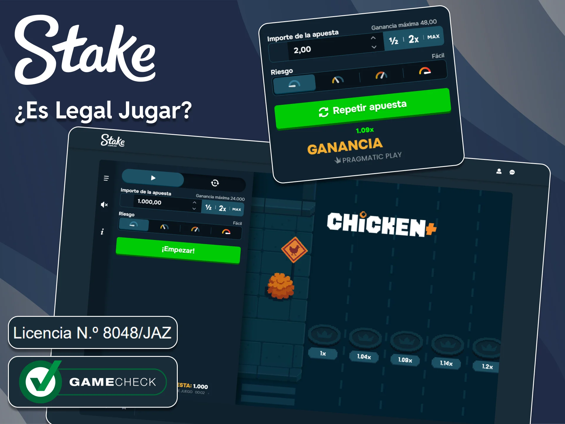Juega a Chicken+ en la plataforma Stake, totalmente legal.