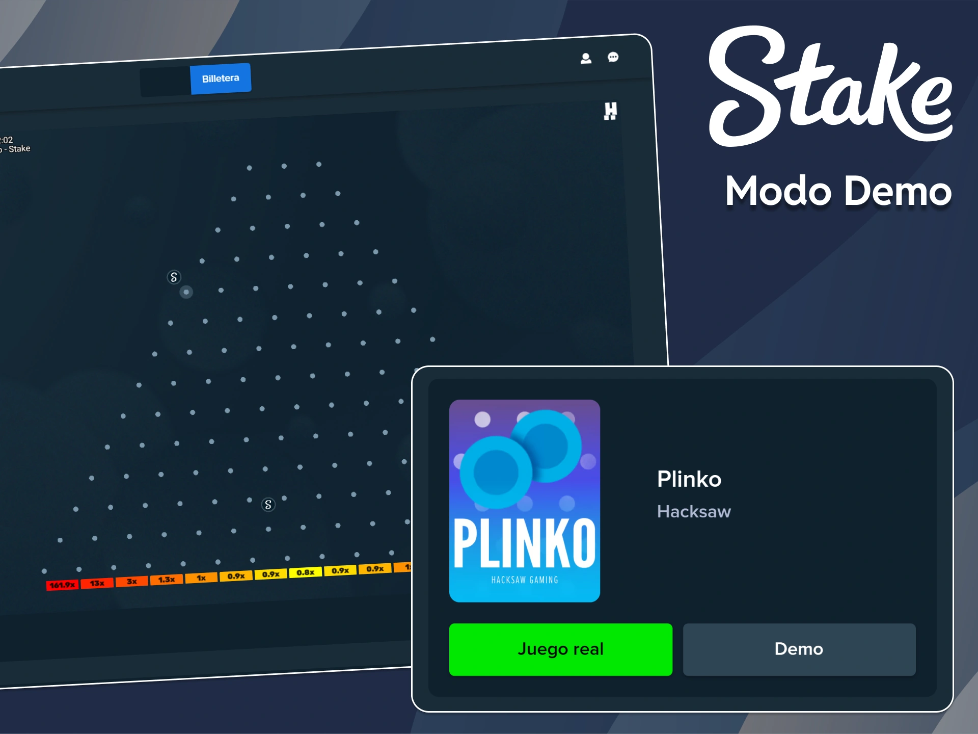 El modo demo está disponible para Plinko en Stake.