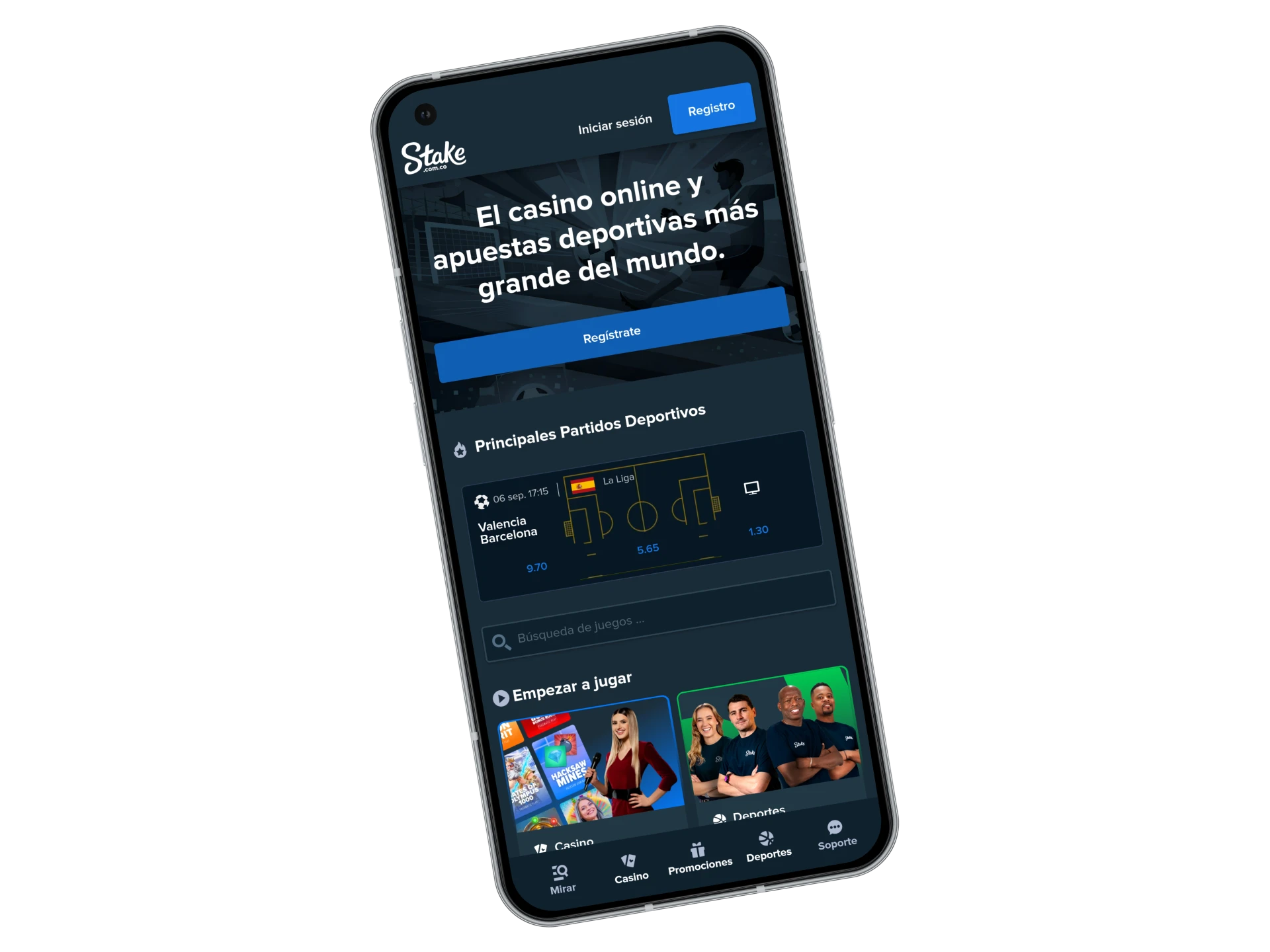 Descarga la versión para Android de la plataforma Stake.