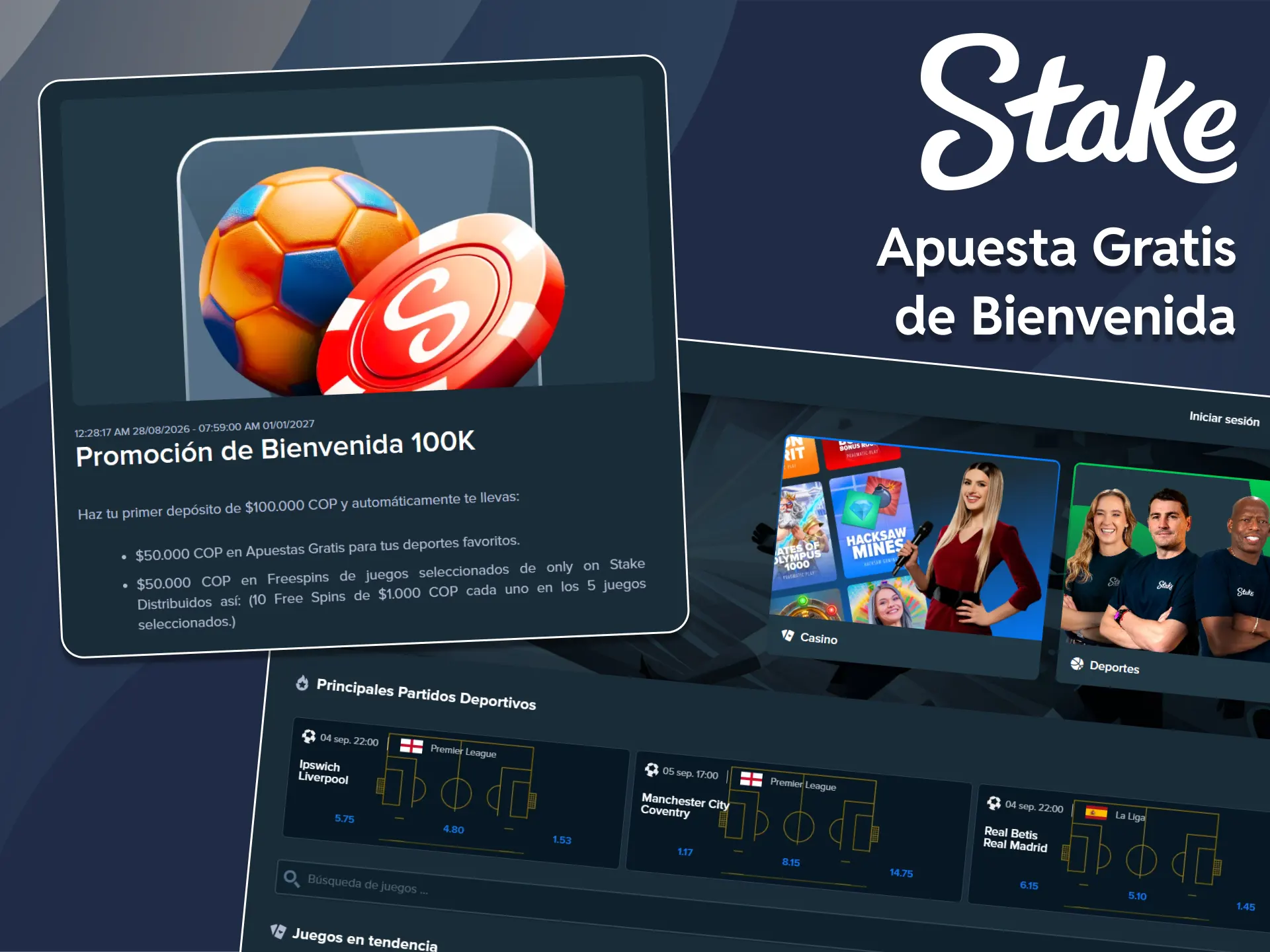 Obtén un bono de bienvenida en la plataforma Stake.