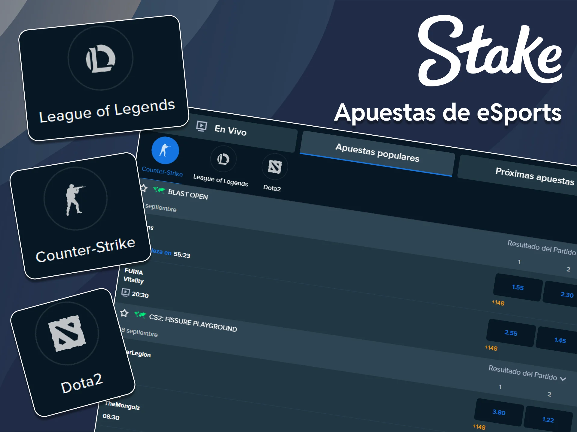 Elige un eSport para apostar en Stake.