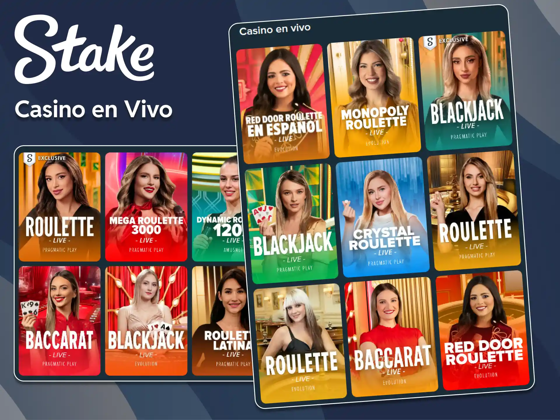 Juega con crupieres reales en el casino en vivo de Stake.
