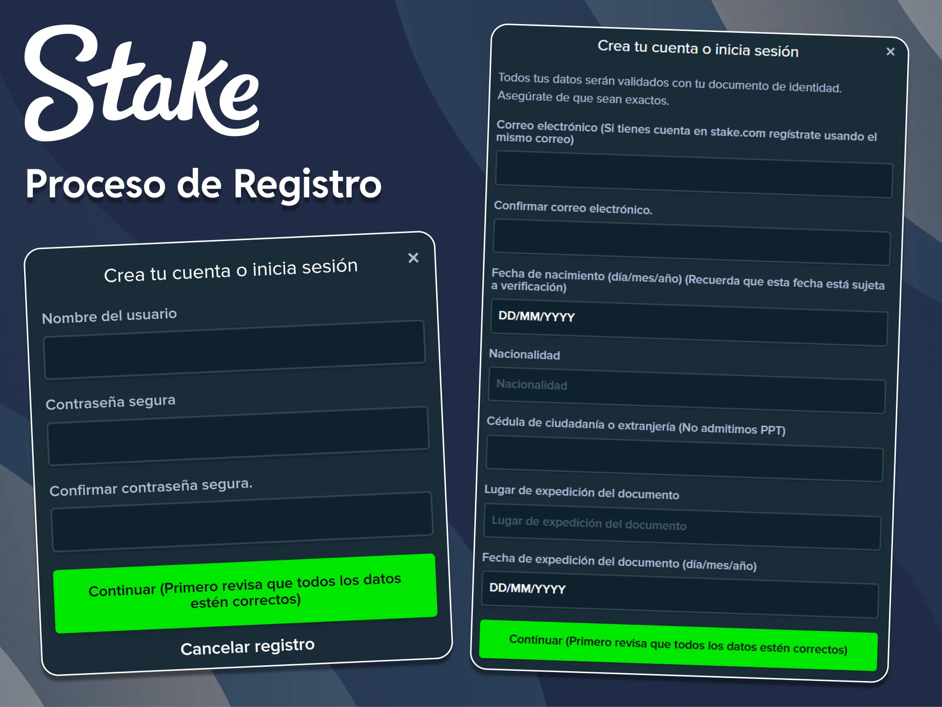 Regístrate en el sitio web oficial de Stake para acceder a las funciones de la plataforma.